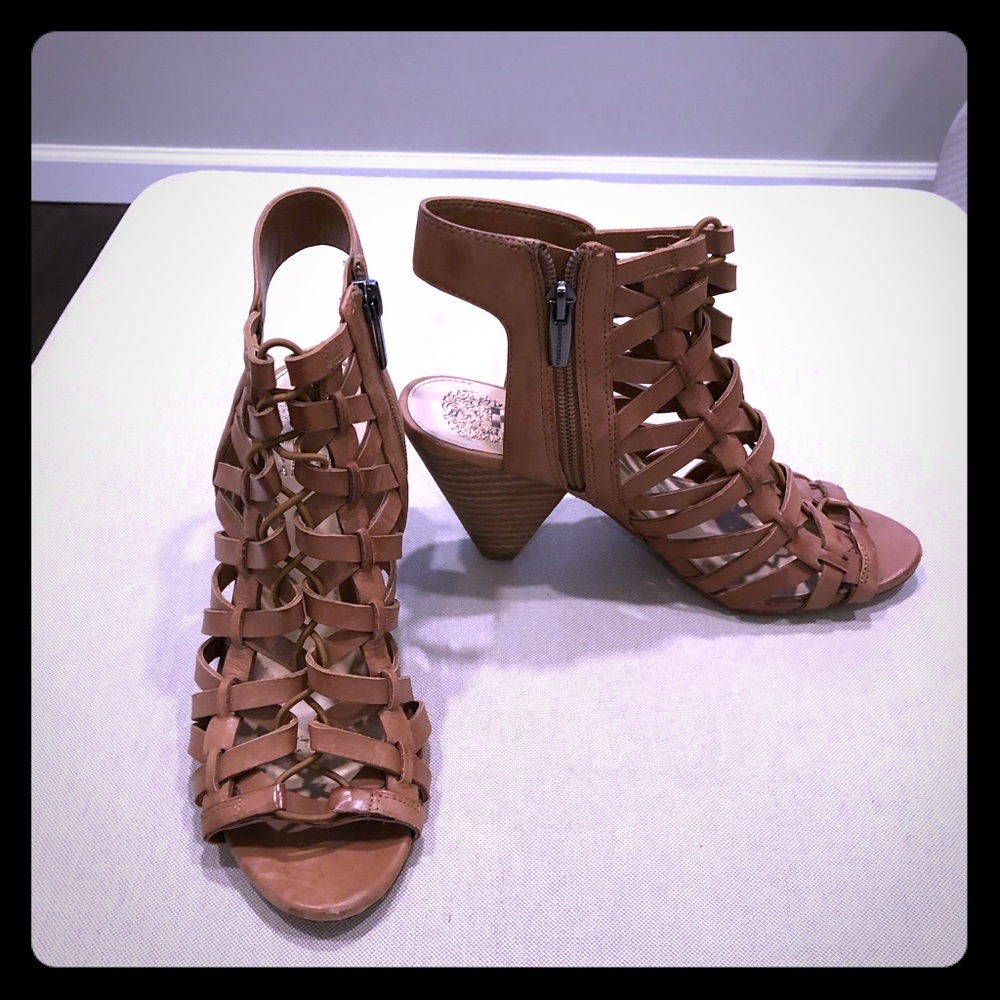 Vince Camuto Gladiator Heel Leather Sandals Tan 7